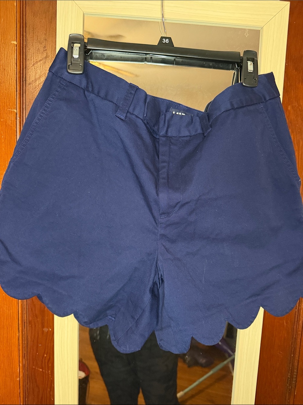 Lands’ End Women’s Scalloped Mid Rise Navy Short